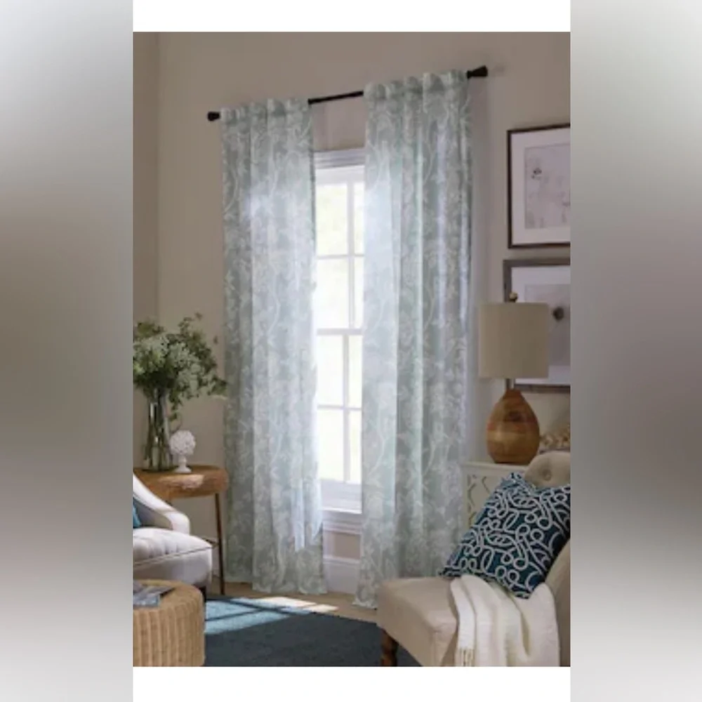 allen + roth 84-in Mineral Jacklyn Curtain Panel Back Tab Single Curtain
